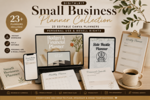 Small Business Planner Collection (23 Editable Canva Planners • Personal Use & Resell Rights)